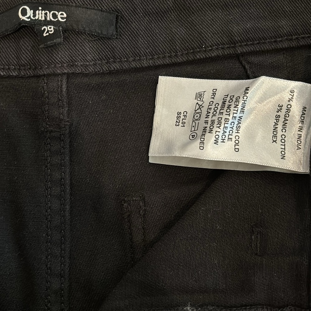 QUINCE High Waist Organic Cotton Stretch Twill Pant (Black) - Picture 2 of 3